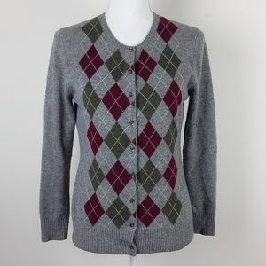 Tweeds 100% 2 Ply Cashmere Argyle Cardigan Sweater